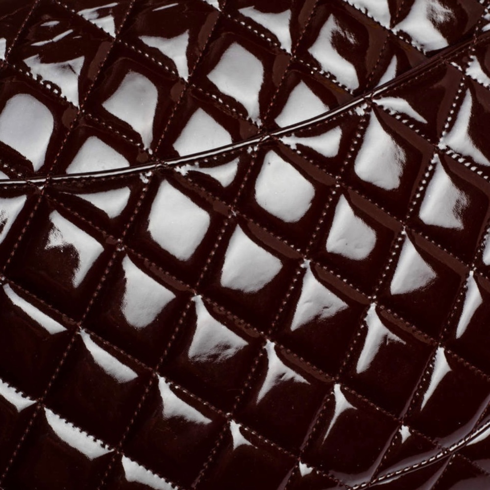 Chanel Burgundy Quilted Patent Leather Maxi Classic Single Flap Bag - Picture 10 of 16
